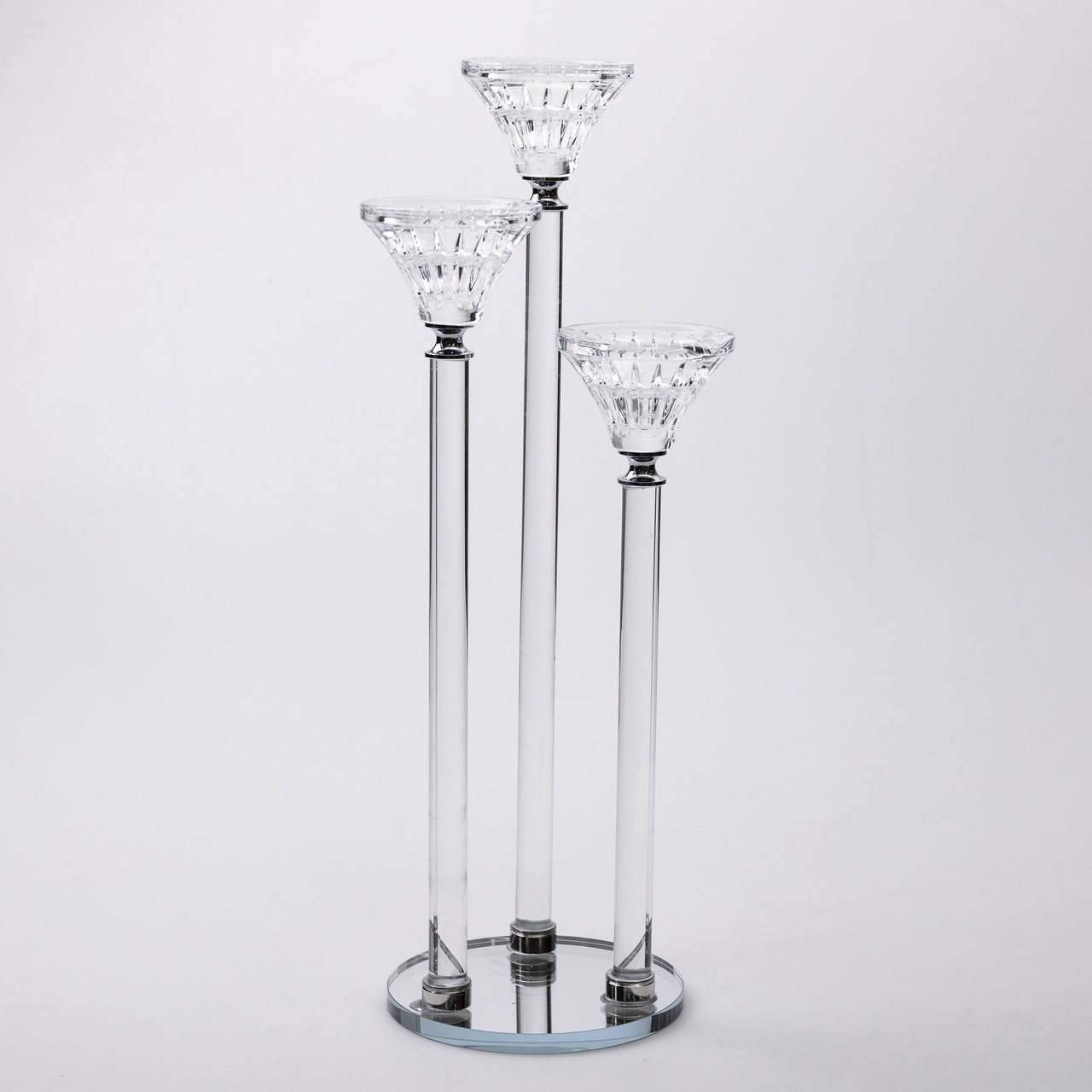 Підсвічник скляний на 3 свічки 12×37 см підсвічник декоративний прозорий на ніжці_HP-4-17_Milantium_3