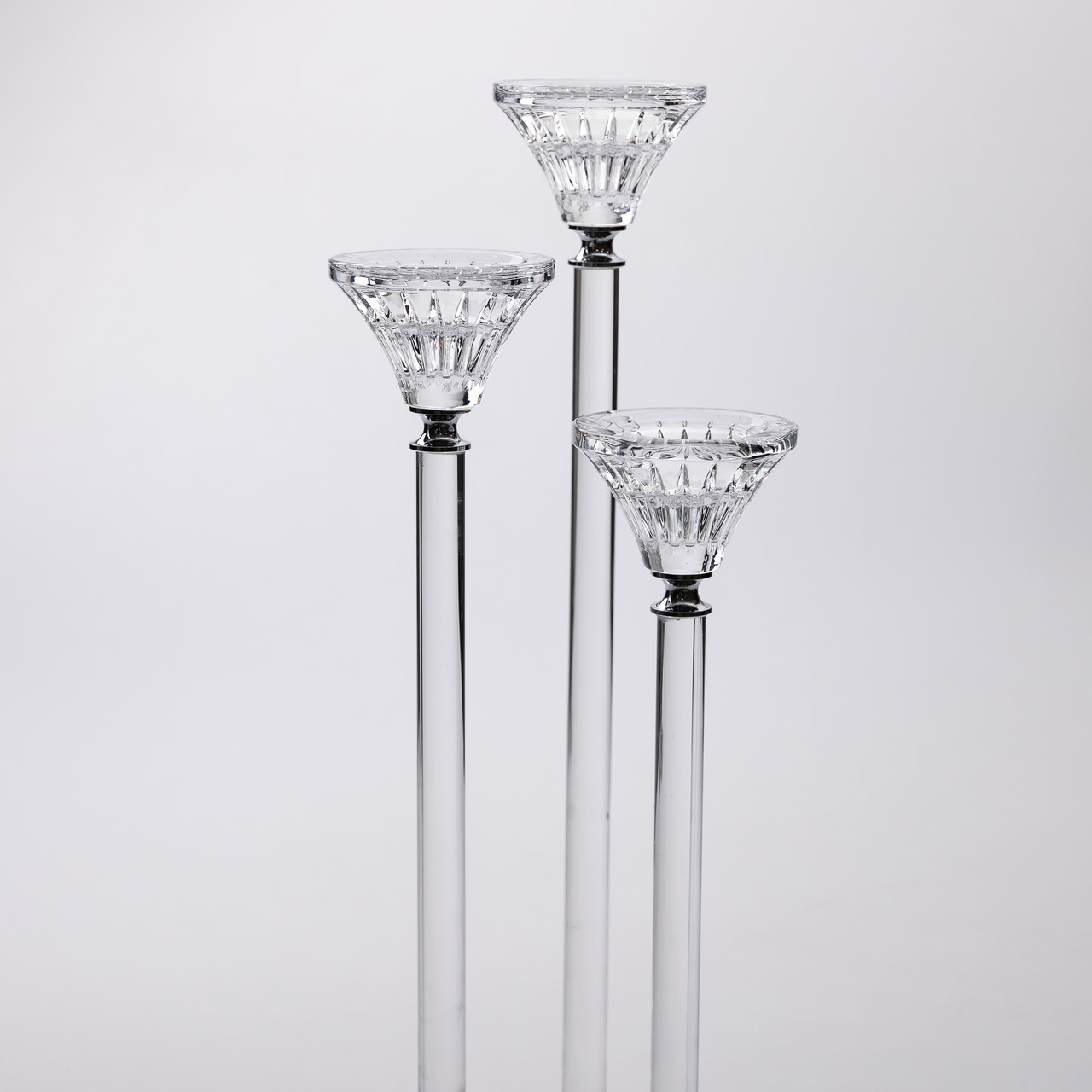 Підсвічник скляний на 3 свічки 12×37 см підсвічник декоративний прозорий на ніжці_HP-4-17_Milantium_4