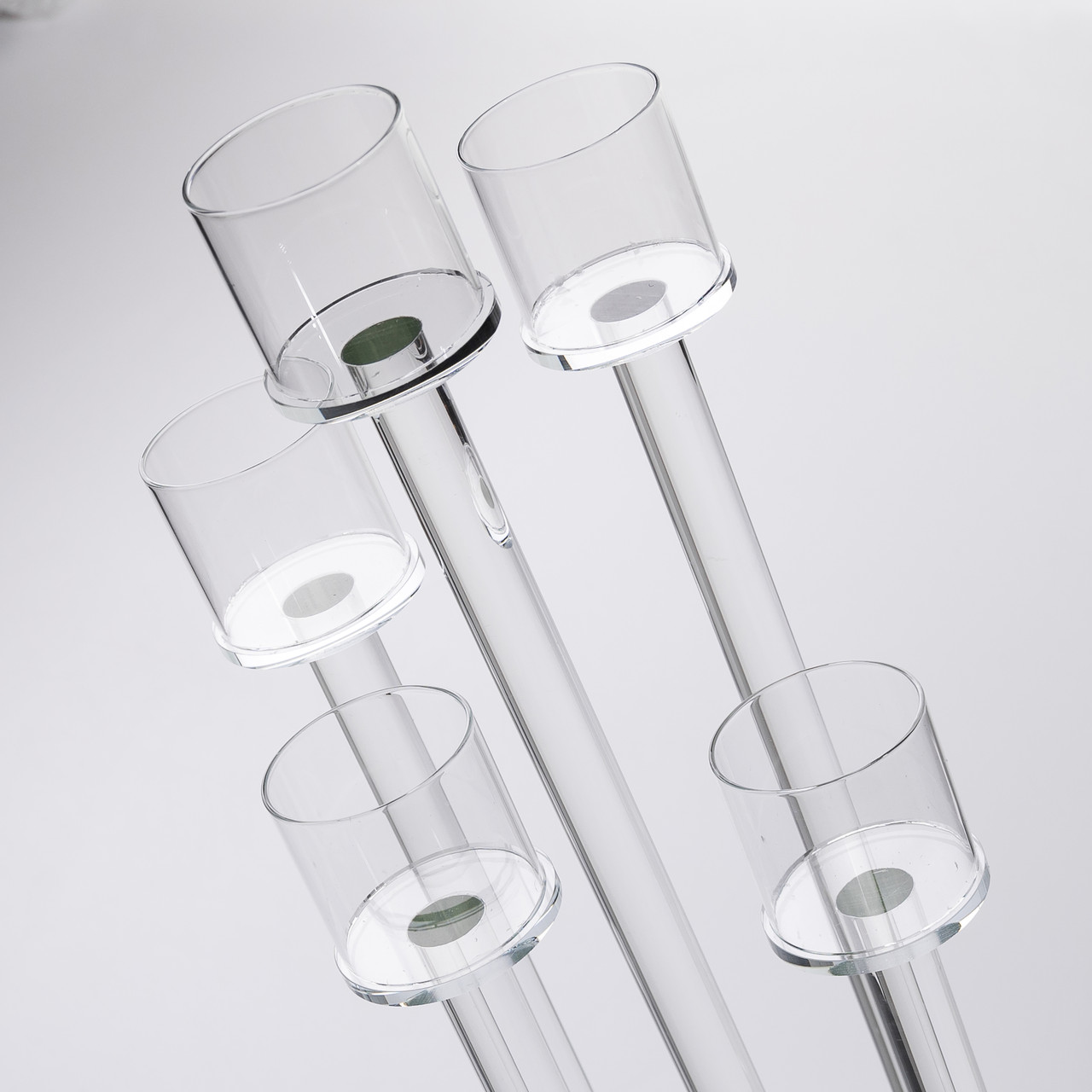 Підсвічник скляний на 5 свічок 20×56.5 см підсвічник декоративний прозорий на ніжці_HP-4-16_Milantium_3