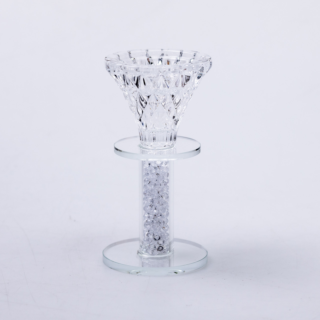 Підсвічник скляний на ніжці 6×12 см декоративний прозорий підсвічник на стіл_HP-4-60M_Milantium_2