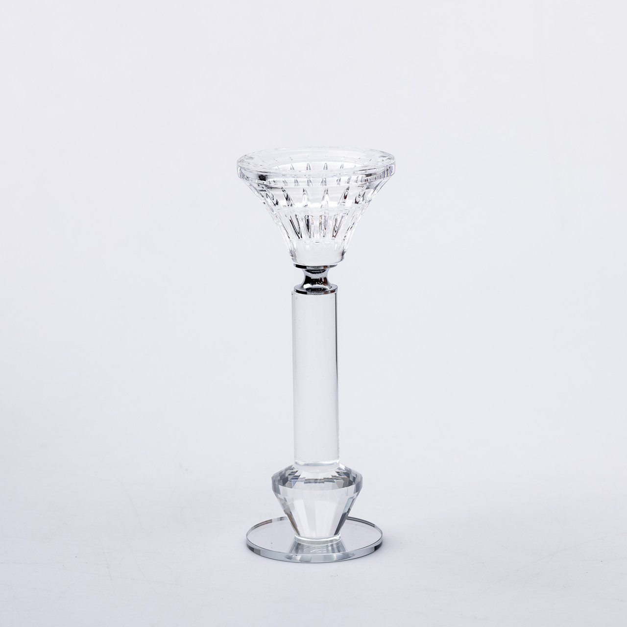 Підсвічник скляний на ніжці 6×17.3 см прозорий декоративний підсвічник на стіл_HP-4-10S_Milantium_2
