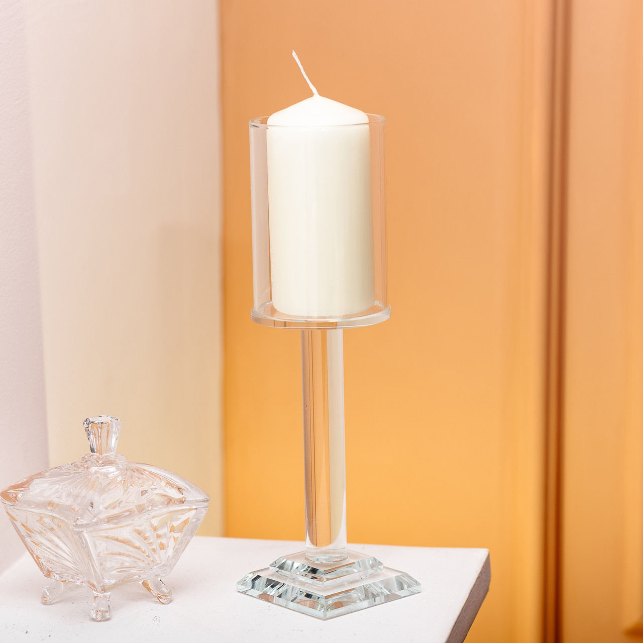 Підсвічник скляний на ніжці 6.5×23 см підсвічник келих декоративний прозорий HP-4-41M_HP-4-41M_Milantium_4