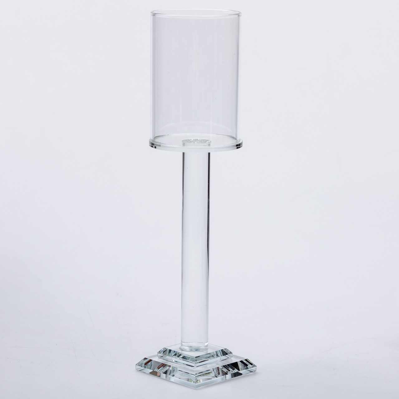 Підсвічник скляний на ніжці 6.5×26 см підсвічник келих декоративний прозорий_HP-4-42L_Milantium_2