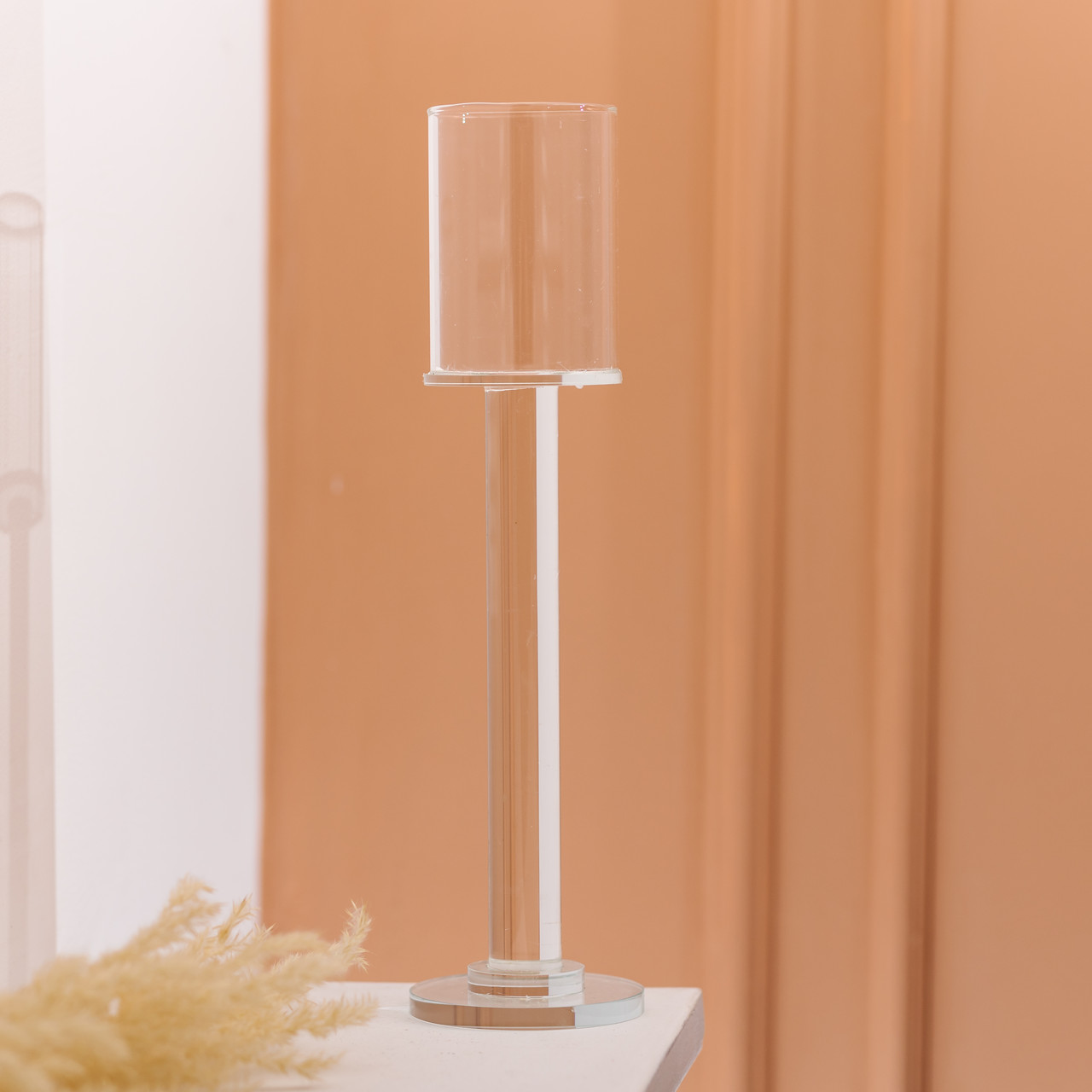 Підсвічник скляний на ніжці 8×31 см підсвічник келих декоративний прозорий HP-4-43S_HP-4-43S_Milantium_4