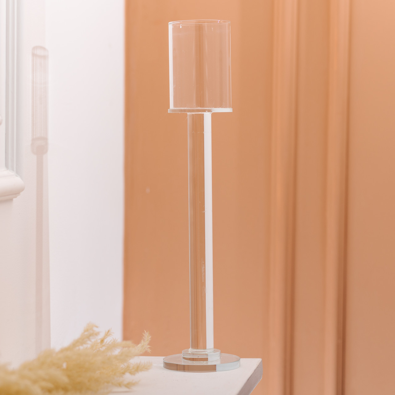 Підсвічник скляний на ніжці 8×36 см підсвічник келих декоративний прозорий HP-4-44M_HP-4-44M_Milantium_4