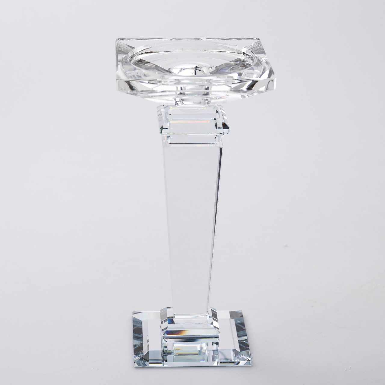 Підсвічник скляний на високій ніжці 9.5×9.5×20 см декоративний прозорий_HP-4-52S_Milantium_3