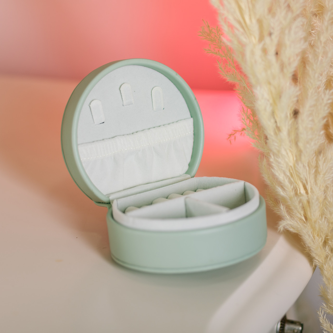 Скринька для прикрас з еко шкіри 10×9×4.5 см органайзер для ювелірних виробів HP-5-31GR_HP-5-31GR_Milantium_6