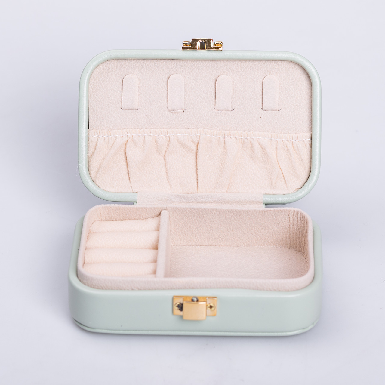 Скринька для прикрас з еко шкіри 12×7.5×4 см із застібкою органайзер для ювелірних виробів HP-5-34GR_HP-5-34GR_Milantium_4