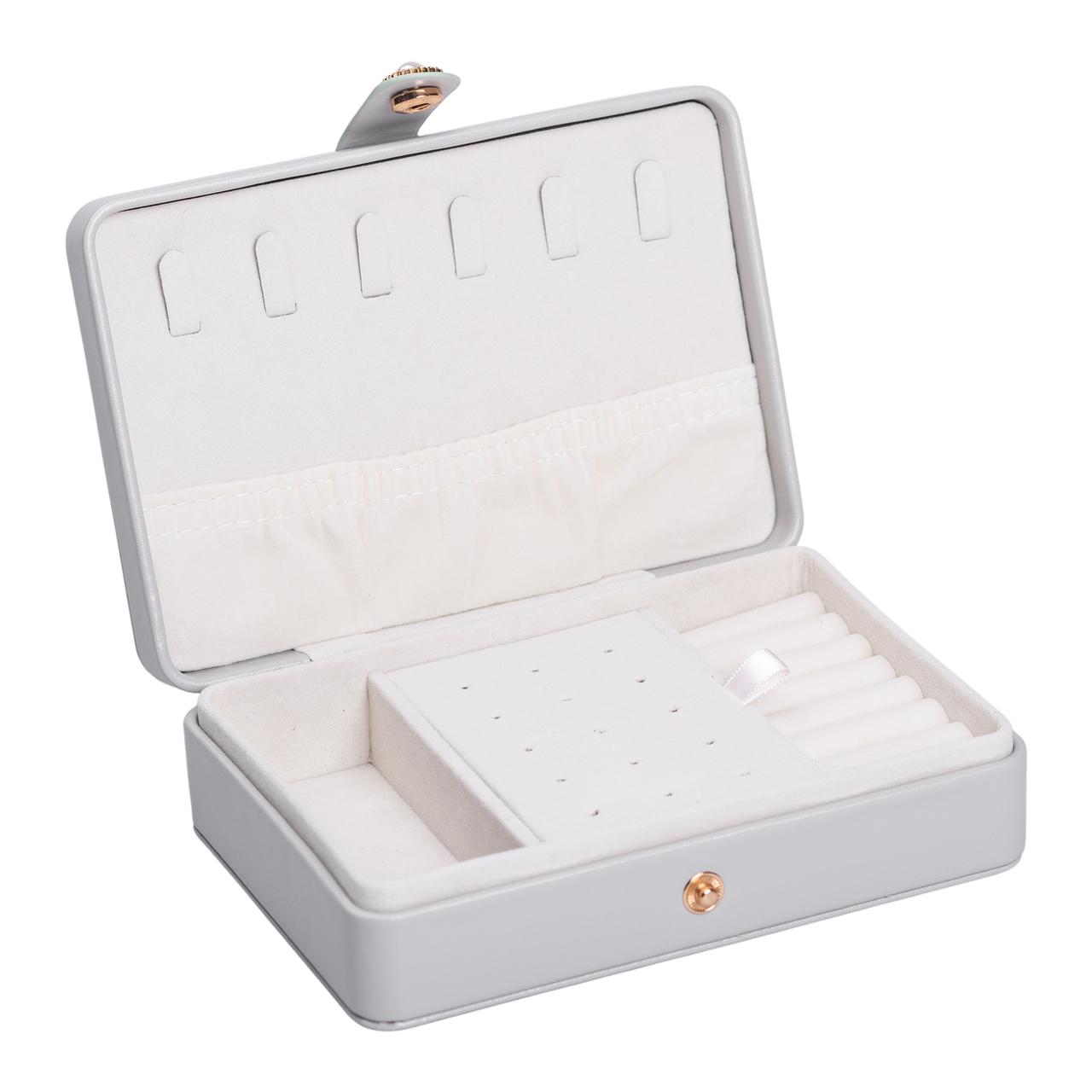 Скринька для прикрас з еко шкіри 16×11×4.7 см органайзер для ювелірних виробів HP-5-30G_HP-5-30G_Milantium_2