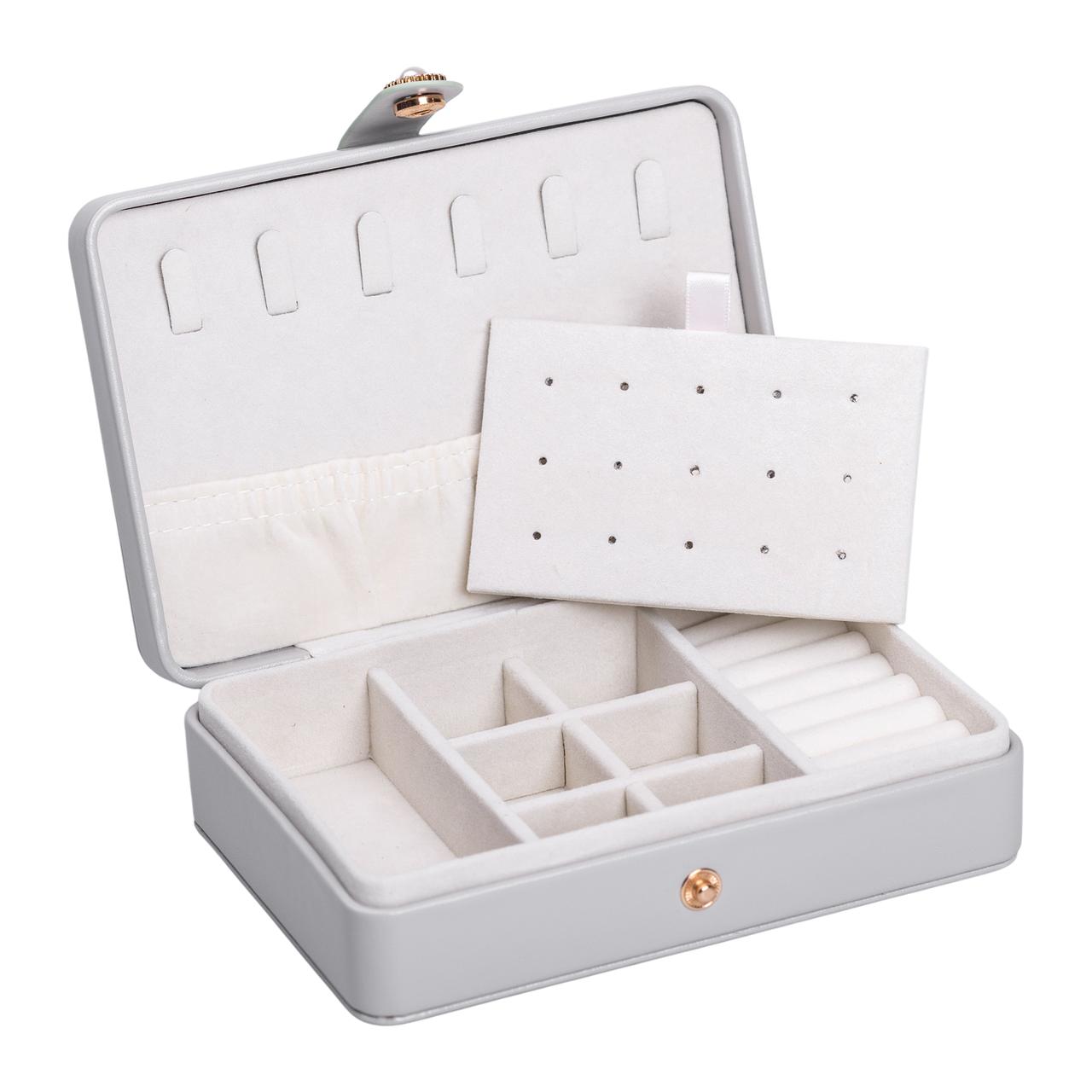 Скринька для прикрас з еко шкіри 16×11×4.7 см органайзер для ювелірних виробів HP-5-30G_HP-5-30G_Milantium_3