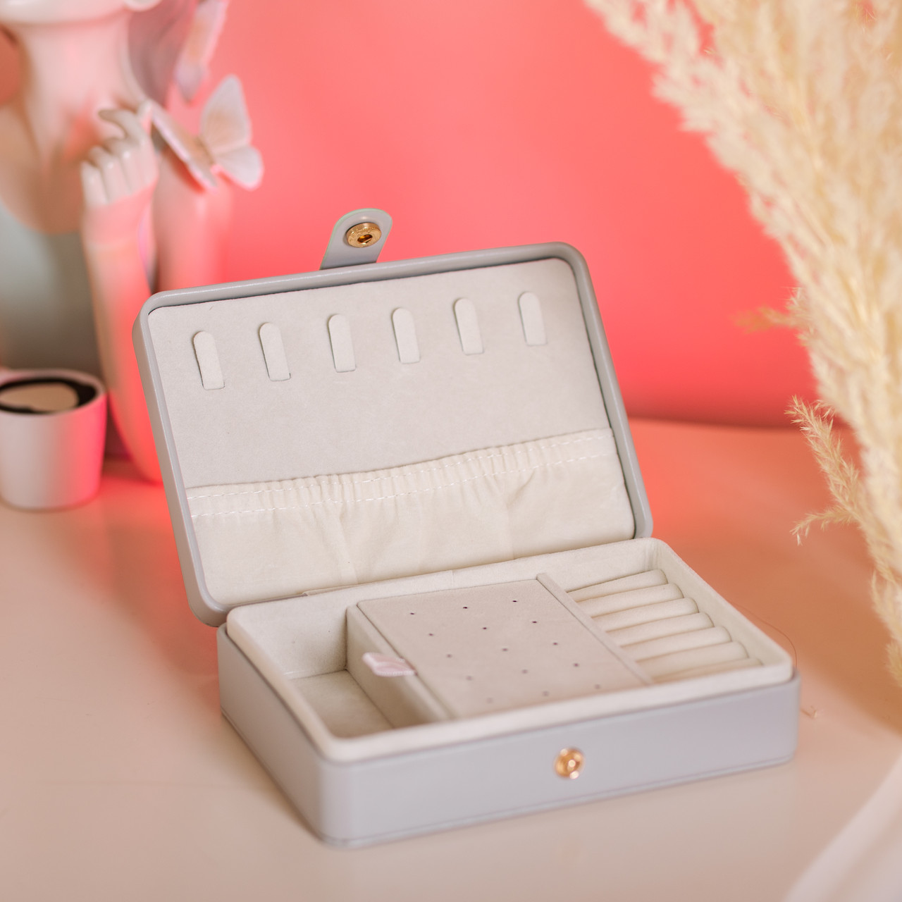 Скринька для прикрас з еко шкіри 16×11×4.7 см органайзер для ювелірних виробів HP-5-30G_HP-5-30G_Milantium_6