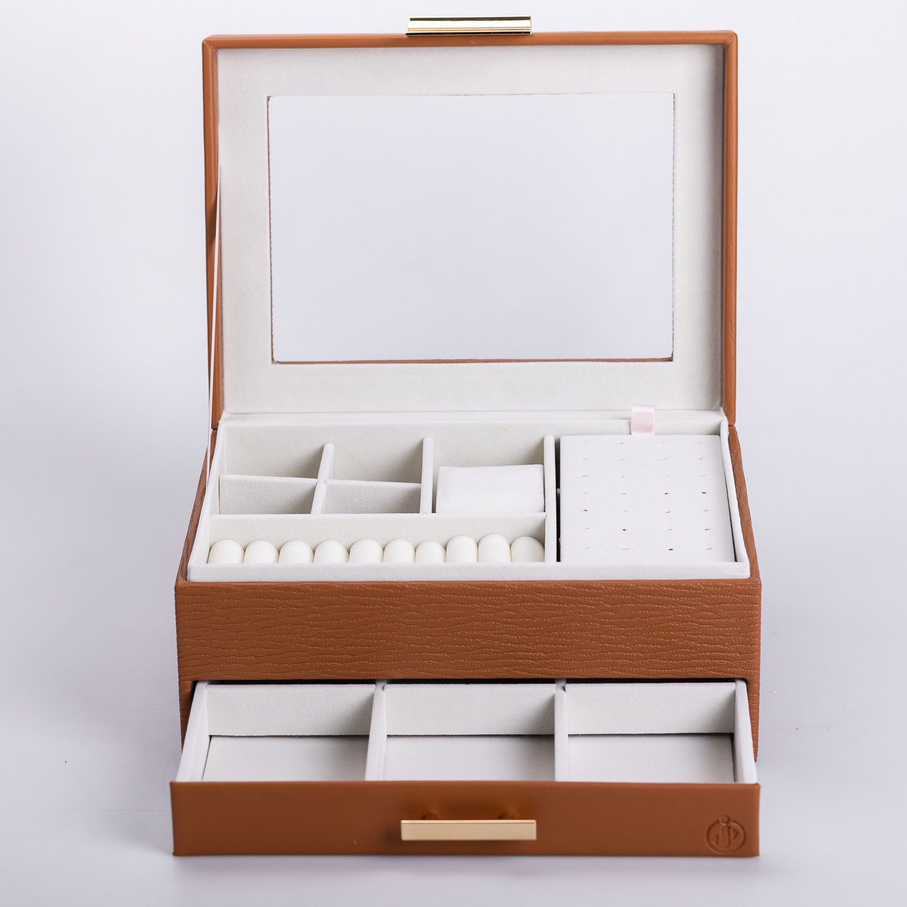 Скринька для прикрас з еко шкіри 2 яруси органайзер для ювелірних виробів_HP-5-36BR_Milantium_4