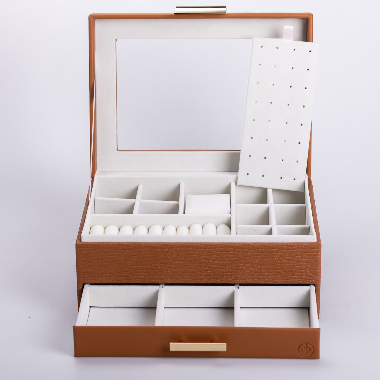 Скринька для прикрас з еко шкіри 2 яруси органайзер для ювелірних виробів_HP-5-36BR_Milantium_5