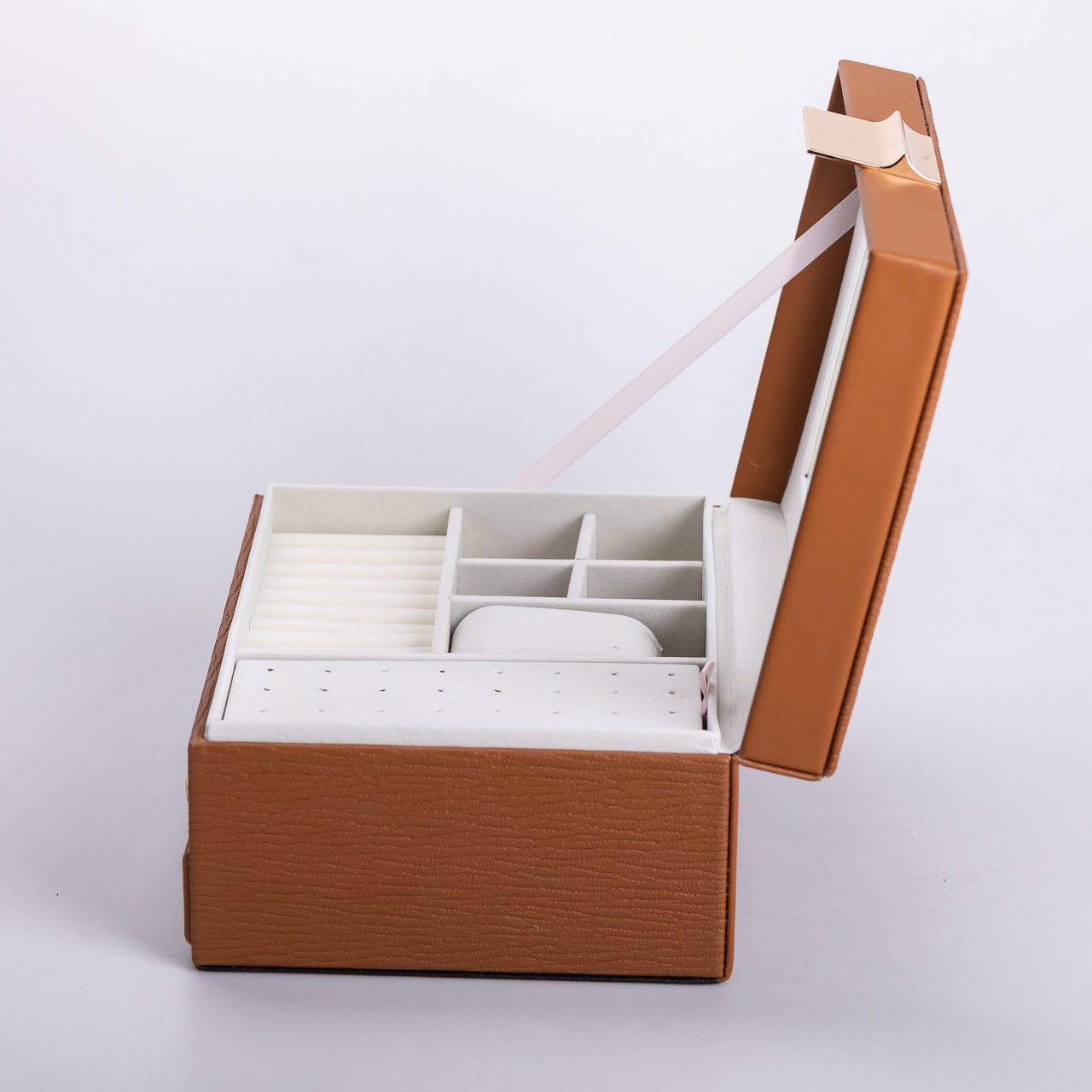 Скринька для прикрас з еко шкіри 2 яруси органайзер для ювелірних виробів_HP-5-36BR_Milantium_6