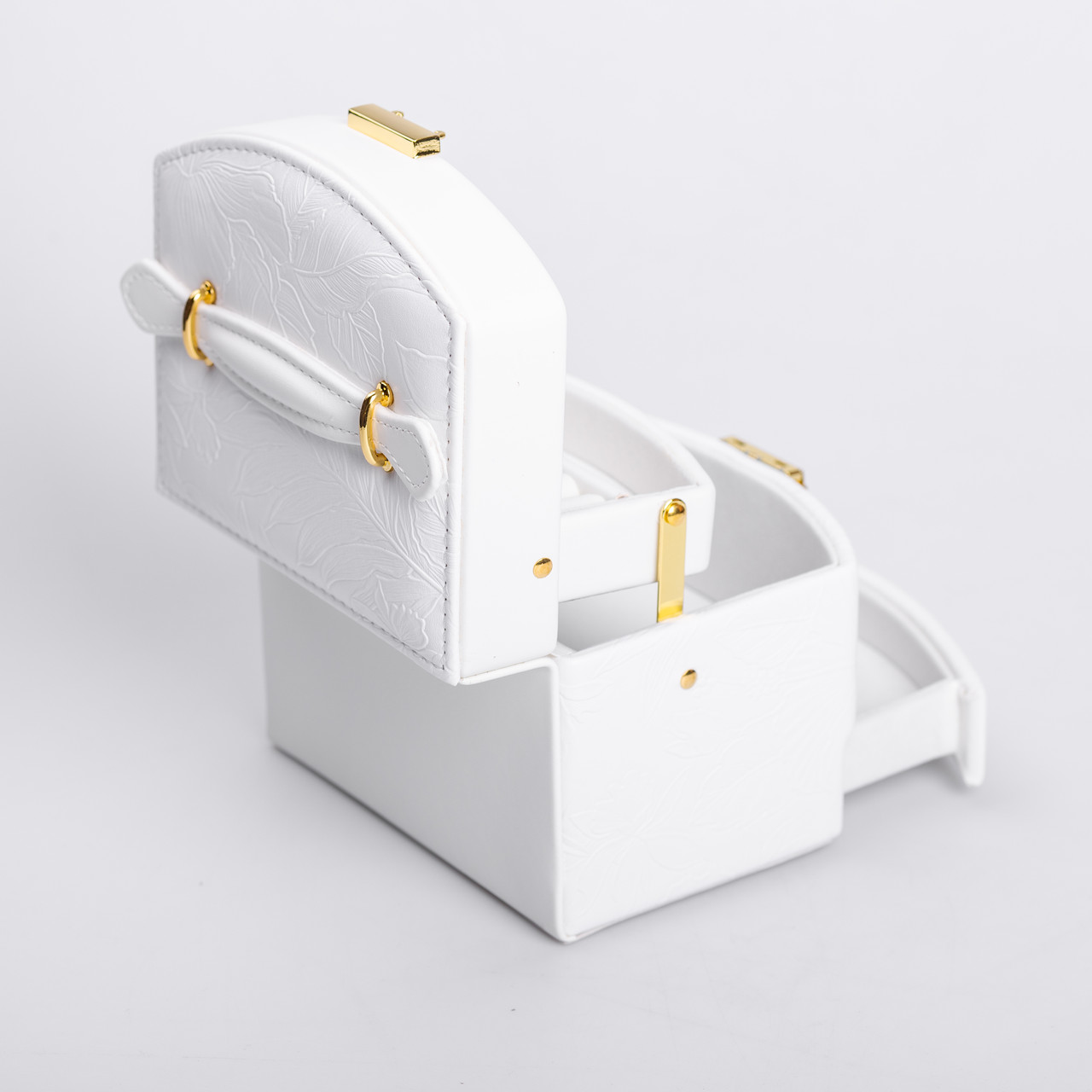 Скринька для прикрас з еко шкіри 3 яруси із замком органайзер для ювелірних виробів HP-5-23W_HP-5-23W_Milantium_5