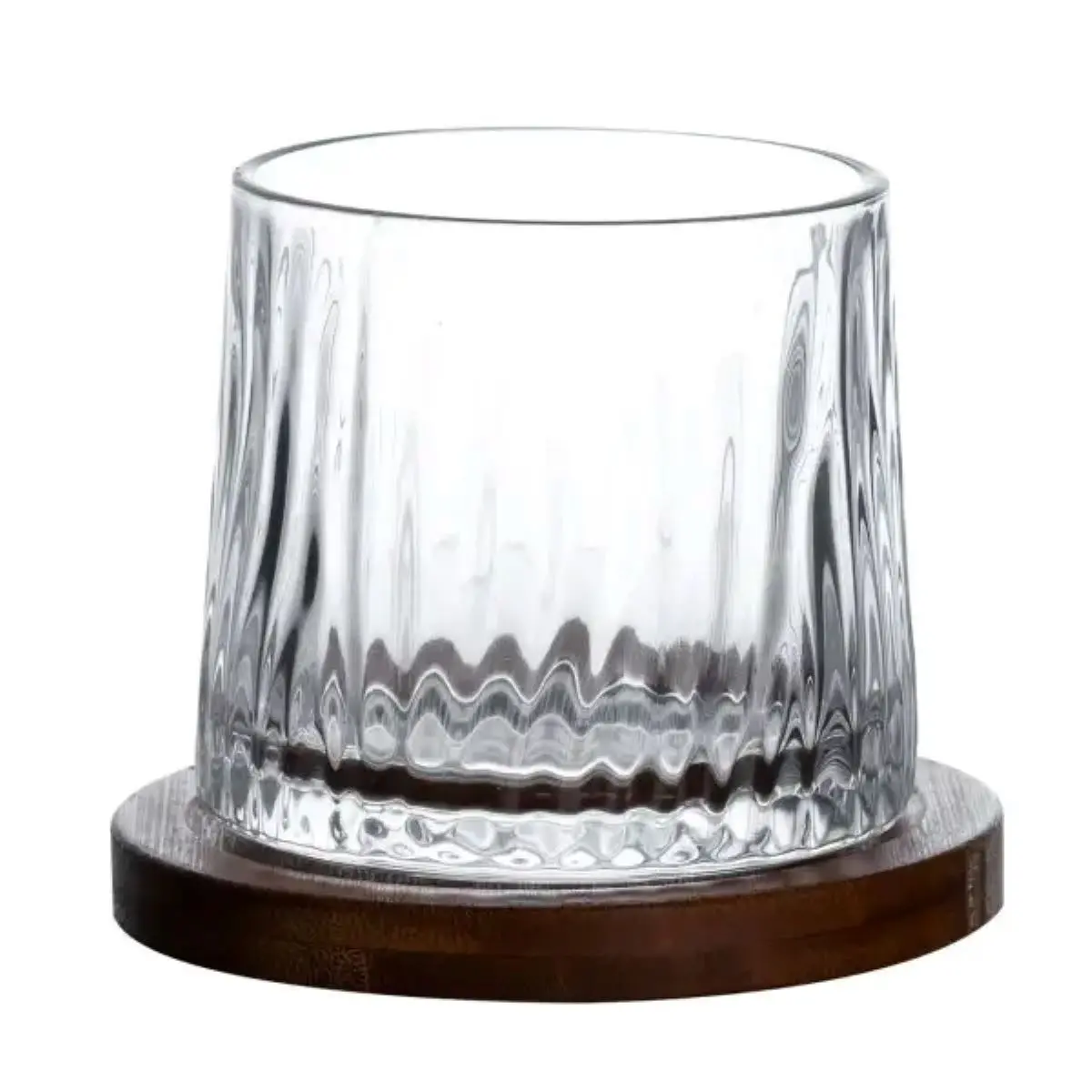Склянка для віскі Dorf 300 мл Jiga Rotating Rocks glass з бамбуковою підставкою – купити в Україні недорого