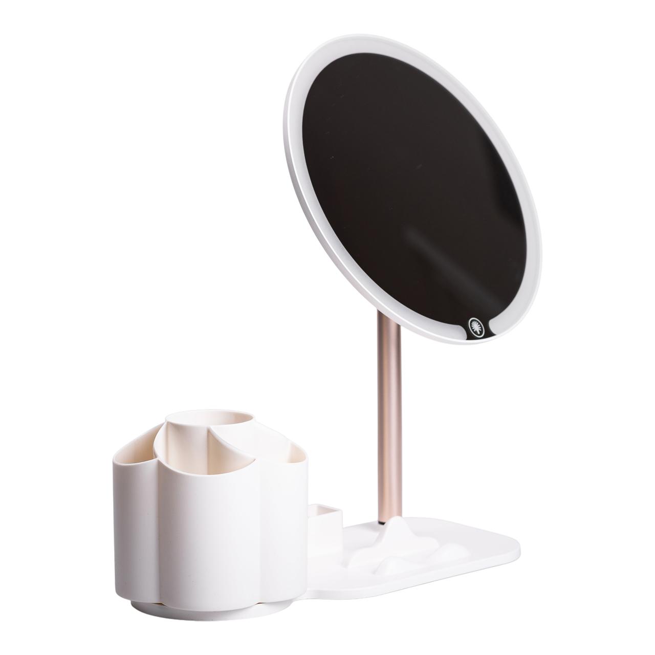 Дзеркало для макіяжу з підсвічуванням кругле настільне Ø21 см з підставкою Біле HP-10-9AW_HP-10-9AW_Milantium_2