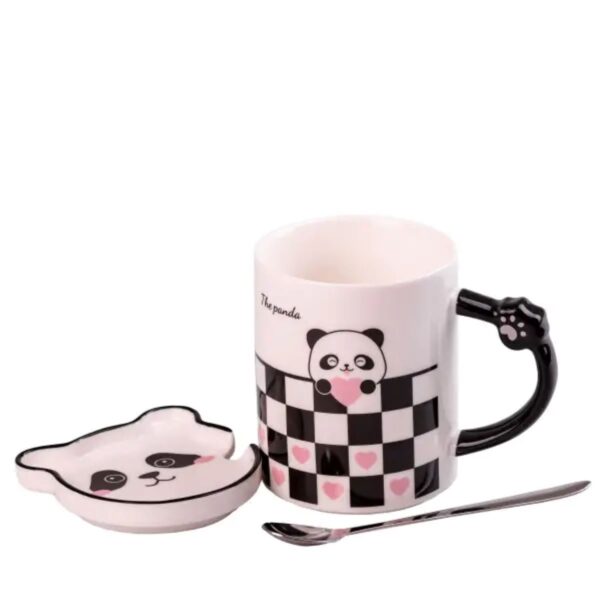 Чашка керамічна The Panda 350мл з блюдцем та ложкою Клітинка HPCY8369CE_HPCY8369CE_Milantium_2