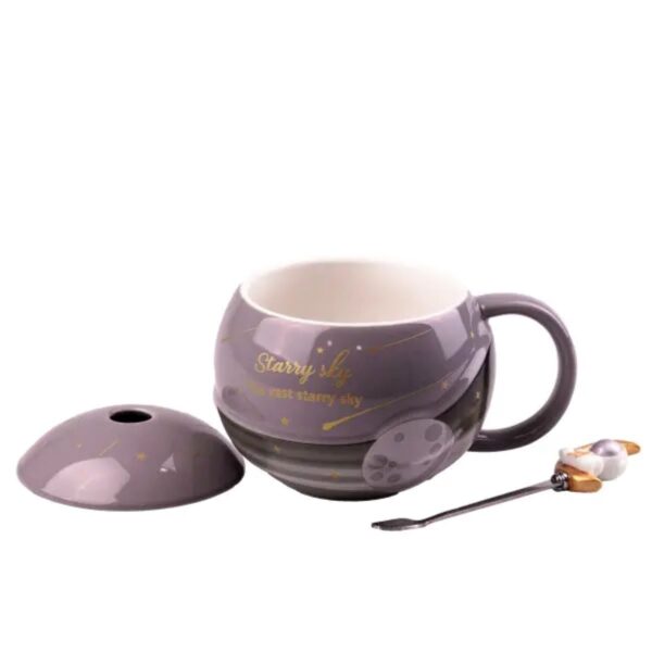 Чашка керамічна Starry Sky 400мл з кришкою і ложкою Сірий HP877G_HP877G_Milantium_2