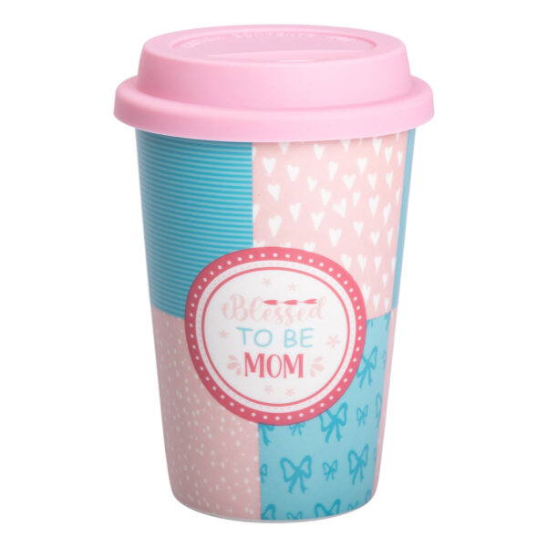 Склянка керамічна 420 (мл) із силіконовою кришкою Blessed to be mom RX-N240288BM_RX-N240288BM_Milantium_1