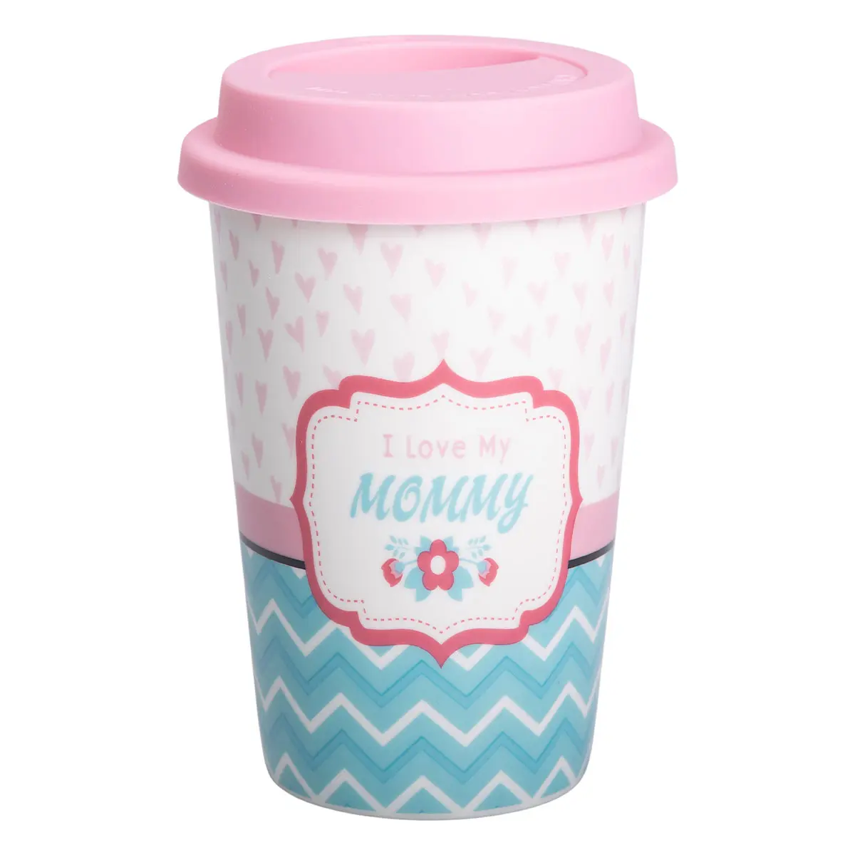 Склянка керамічна 420 (мл) із силіконовою кришкою I love my mommy RX-N240288LM – купити в Україні недорого