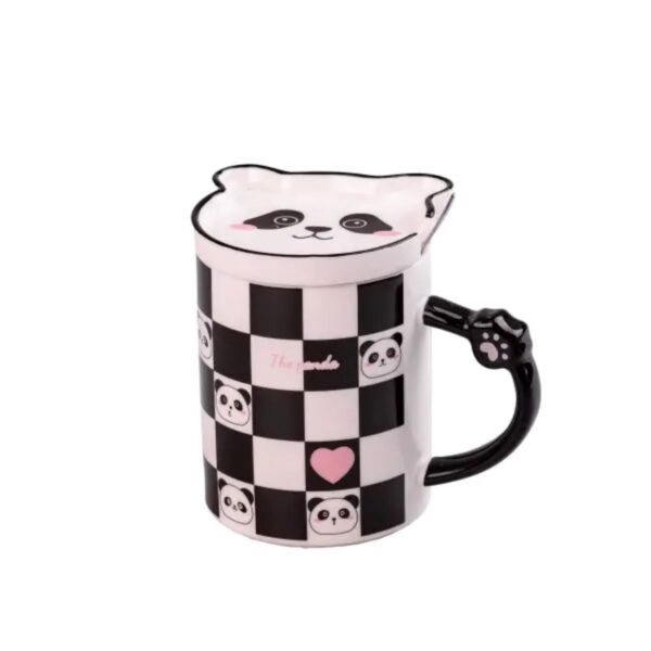Чашка керамічна The Panda 350мл з блюдцем і ложкою Шахматка HPCY8369CH_HPCY8369CH_Milantium_1