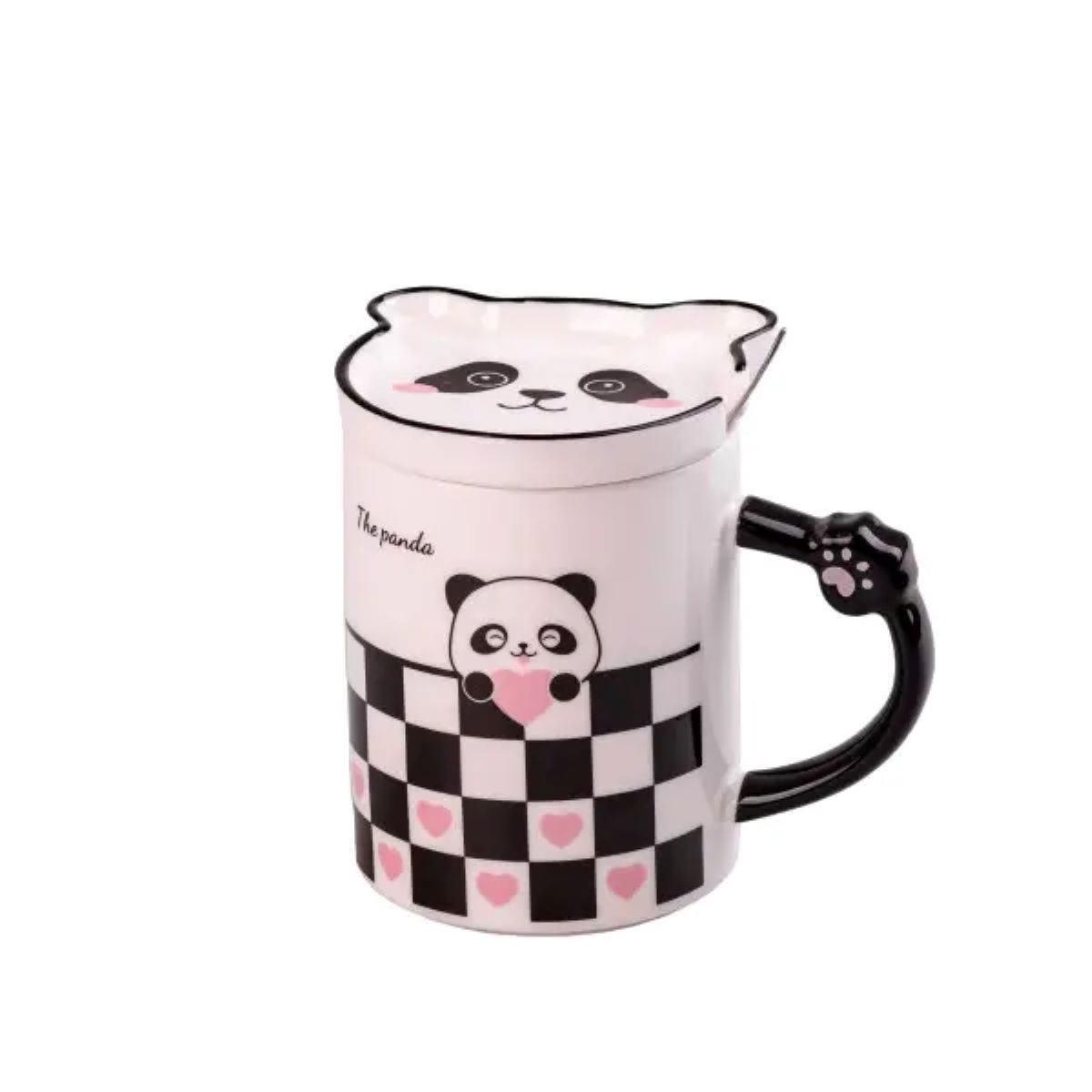 Чашка керамічна The Panda 350мл з блюдцем та ложкою Клітинка HPCY8369CE_HPCY8369CE_Milantium_1