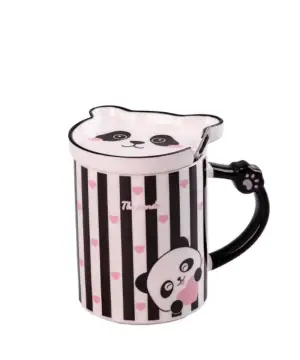 Чашка керамічна The Panda 350мл з блюдцем та ложкою Смужка HPCY8369ST_HPCY8369ST_Milantium_1