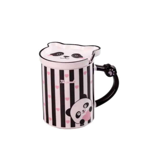 Чашка керамічна The Panda 350мл з блюдцем та ложкою Смужка HPCY8369ST_HPCY8369ST_Milantium_1