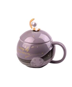 Чашка керамічна Starry Sky 400мл з кришкою і ложкою Сірий HP877G_HP877G_Milantium_1
