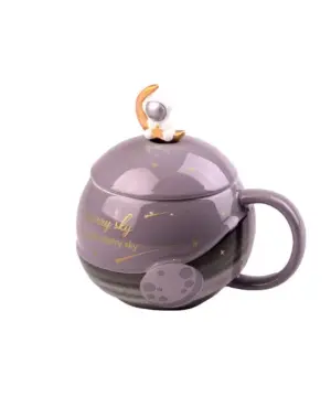 Чашка керамічна Starry Sky 400мл з кришкою і ложкою Сірий HP877G_HP877G_Milantium_1