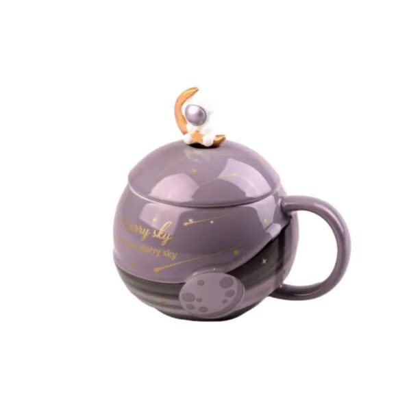 Чашка керамічна Starry Sky 400мл з кришкою і ложкою Сірий HP877G_HP877G_Milantium_1