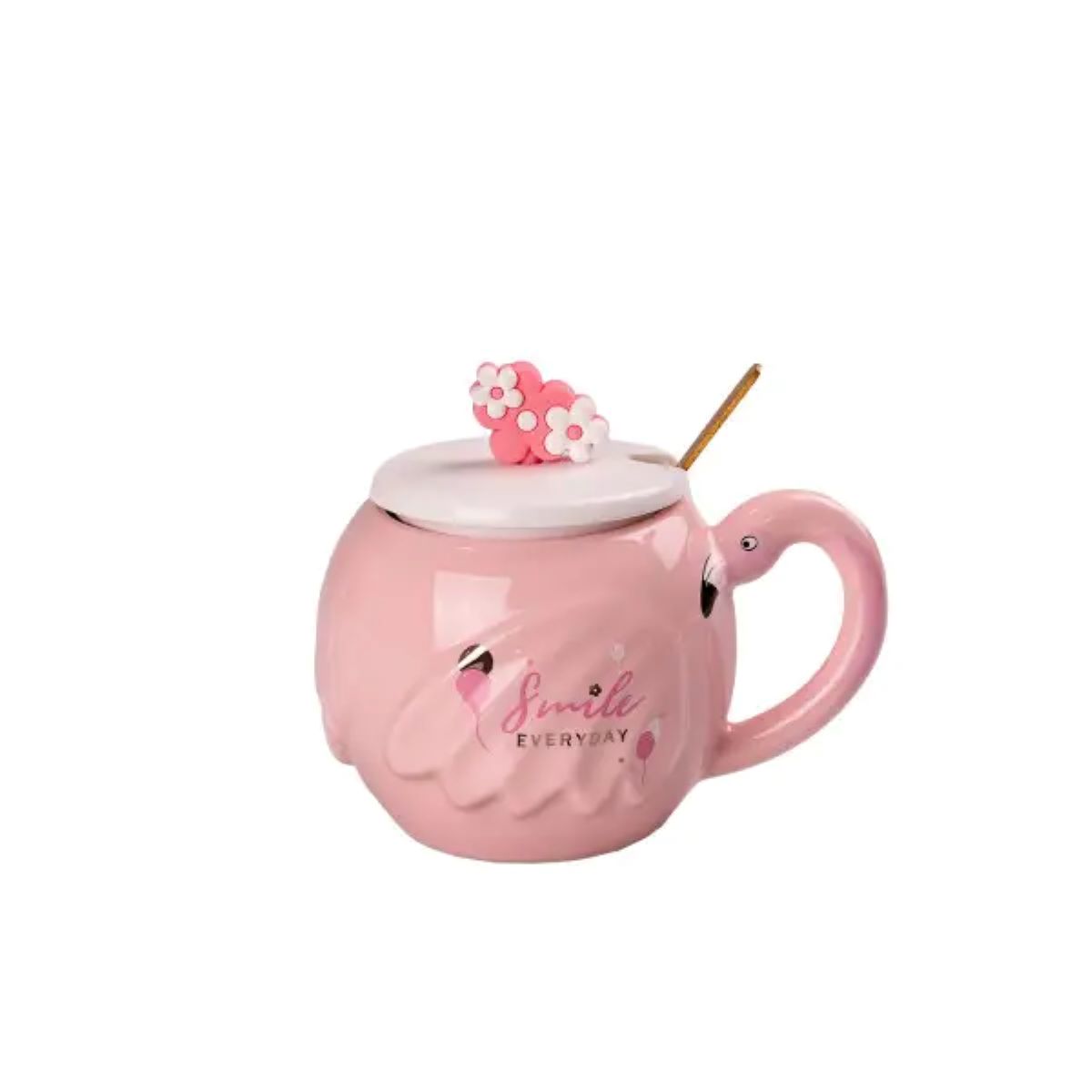 Чашка керамічна Flamingo 500мл з кришкою і ложкою чашки для кави Smile HPCY8276SM_HPCY8276SM_Milantium_1