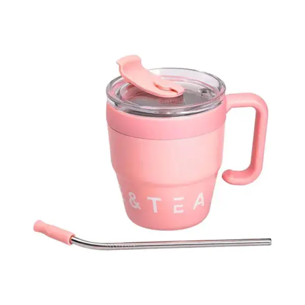 Термочашка Coffee & Tea з трубочкою рожева HP-14-23P_HP-14-23P_Milantium_3