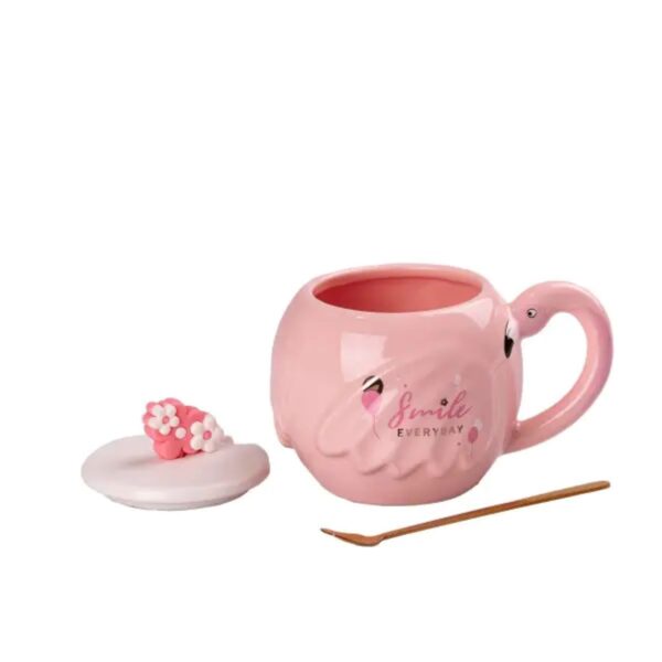 Чашка керамічна Flamingo 500мл з кришкою і ложкою чашки для кави Smile HPCY8276SM_HPCY8276SM_Milantium_2