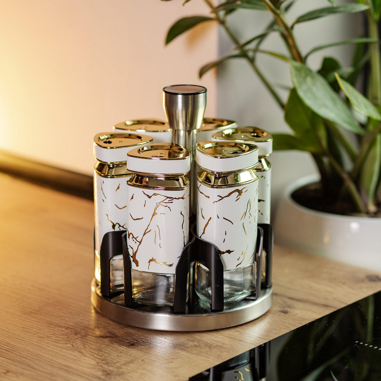 Набор банок для специй 6 шт 120 мл карусель для зберігання спецій HP-1332_HP-1332_Milantium_7