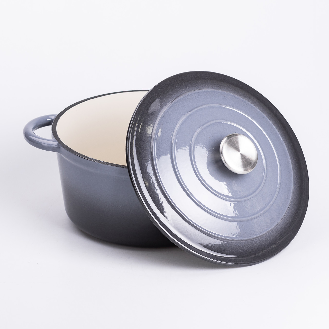 Набір чавунного посуду для приготування 3 каструлі та сковорода з емальованим покриттям Сірий HP-1-5_HP-1-5_Milantium_4
