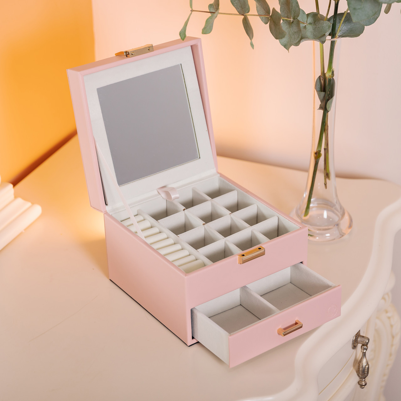 Скринька для прикрас з еко шкіри 2 яруси органайзер для ювелірних виробів HP-5-2P_HP-5-2P_Milantium_7