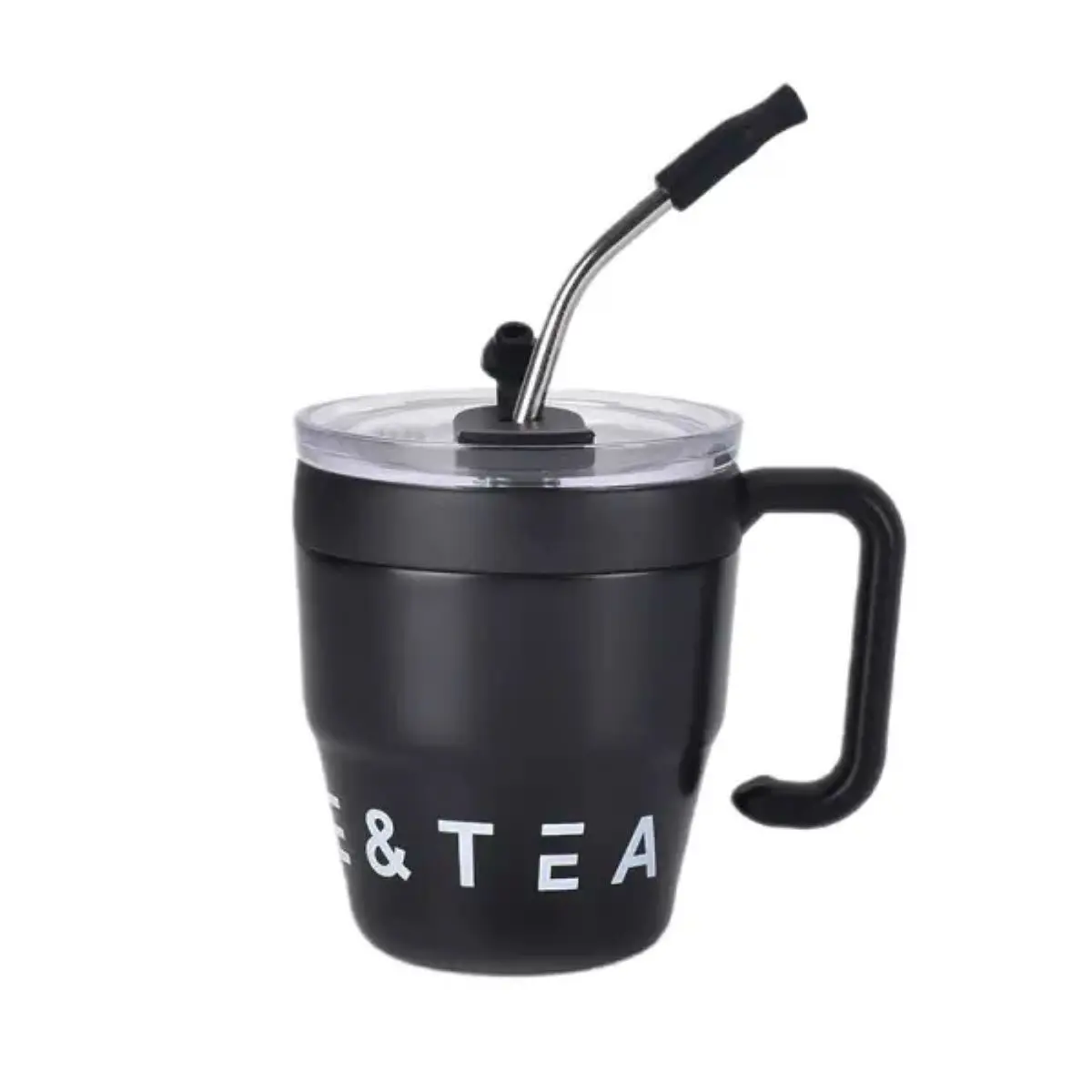 Термочашка Coffee & Tea з трубочкою чорна HP-14-23B – купити в Україні недорого