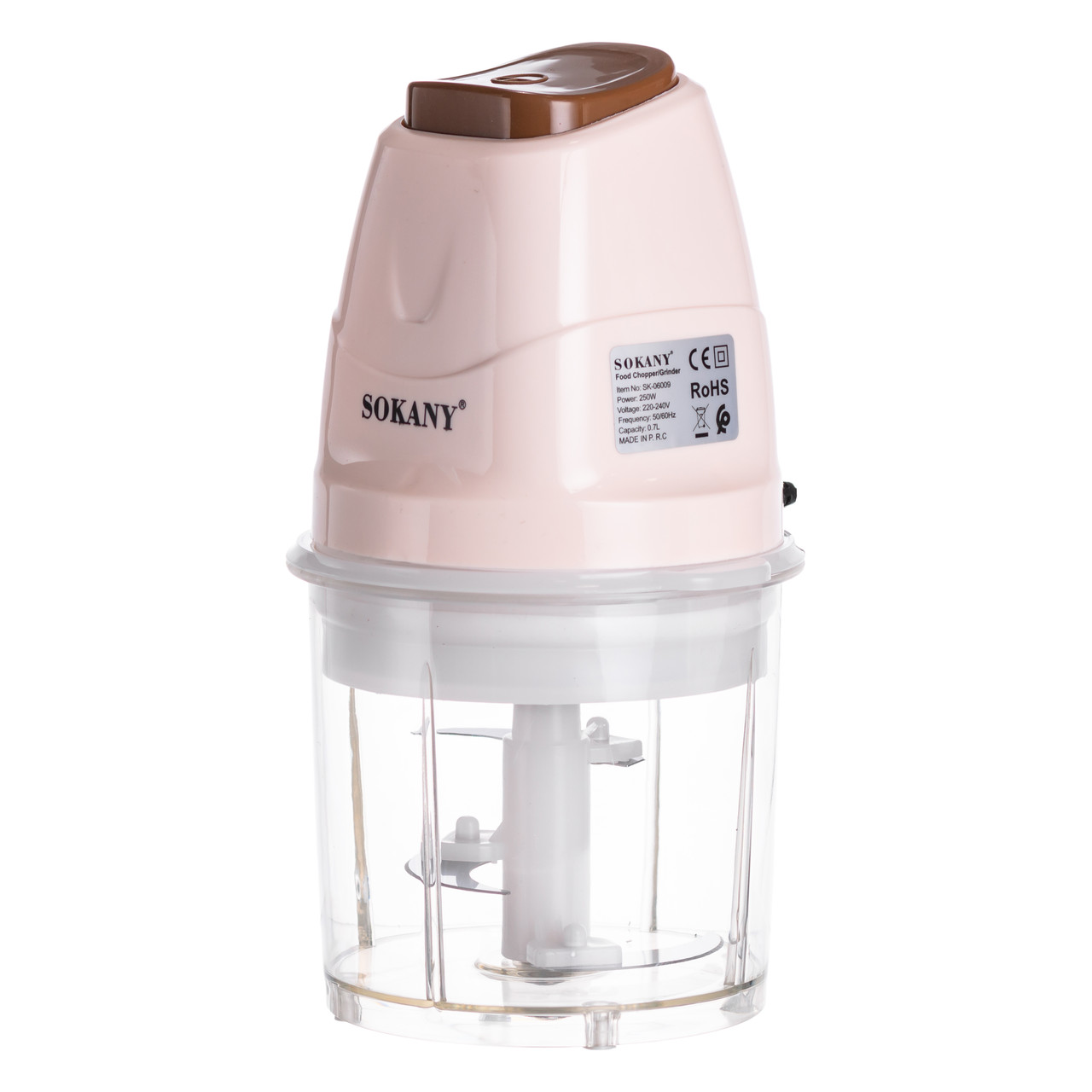 Чоппер подрібнювач з чашею на 0.7 л електричний кухонний 250 Вт бежевий Sokany SK-06009BE_SK-06009BE_Milantium_4