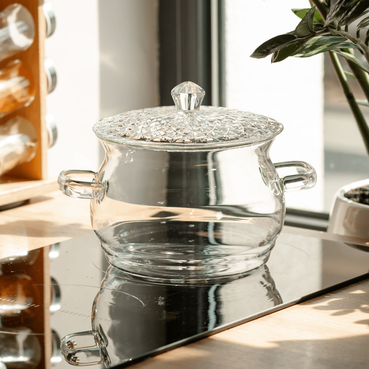 Каструля скляна з кришкою 2 літри з боросилікатного скла посуд супниця скляна з кришкою HP-34-6_HP-34-6_Milantium_5