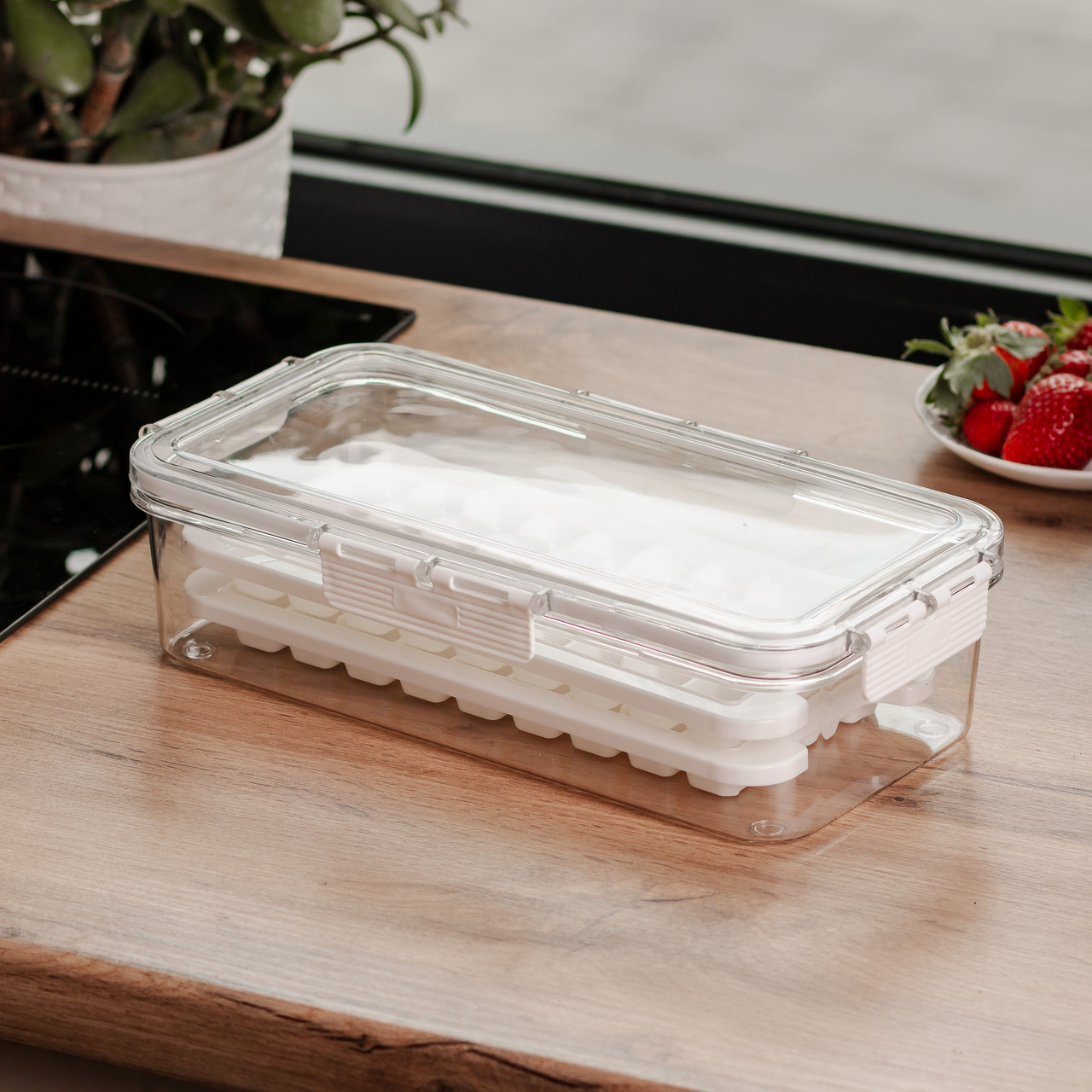 Контейнер для заморозки льоду з кришкою 72 відсіку 30.5х16х7.5 см харчовий контейнер пластиковий Бежевий HP-27-9_HP-27-9_Milantium_2