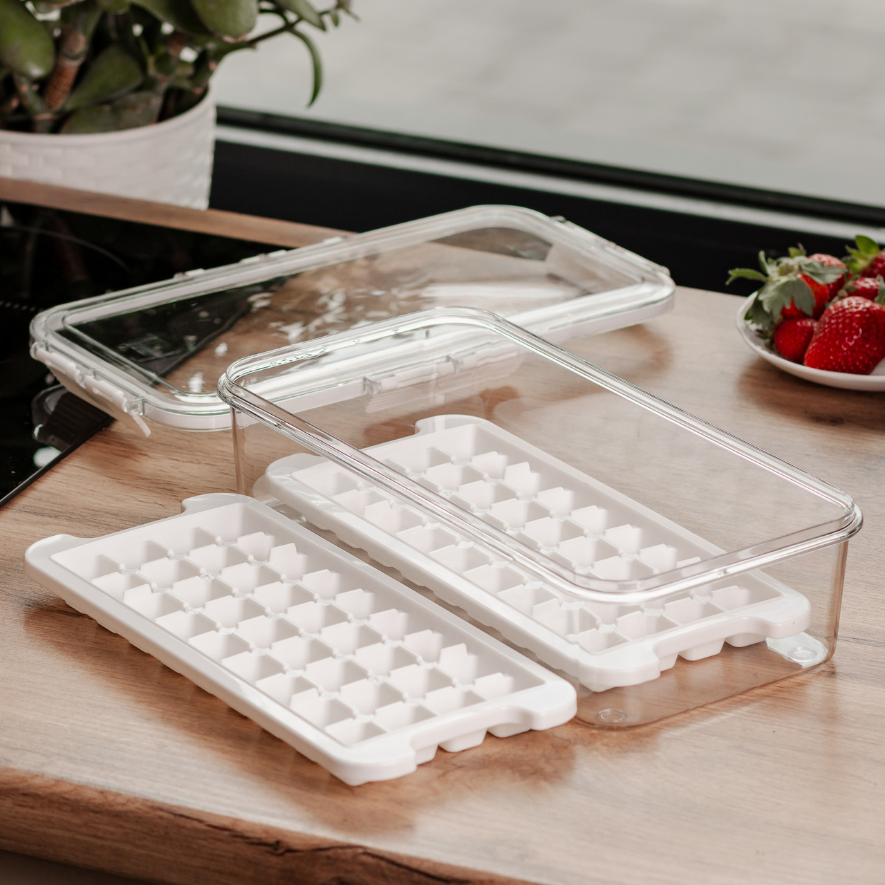 Контейнер для заморозки льоду з кришкою 72 відсіку 30.5х16х7.5 см харчовий контейнер пластиковий Бежевий HP-27-9_HP-27-9_Milantium_3