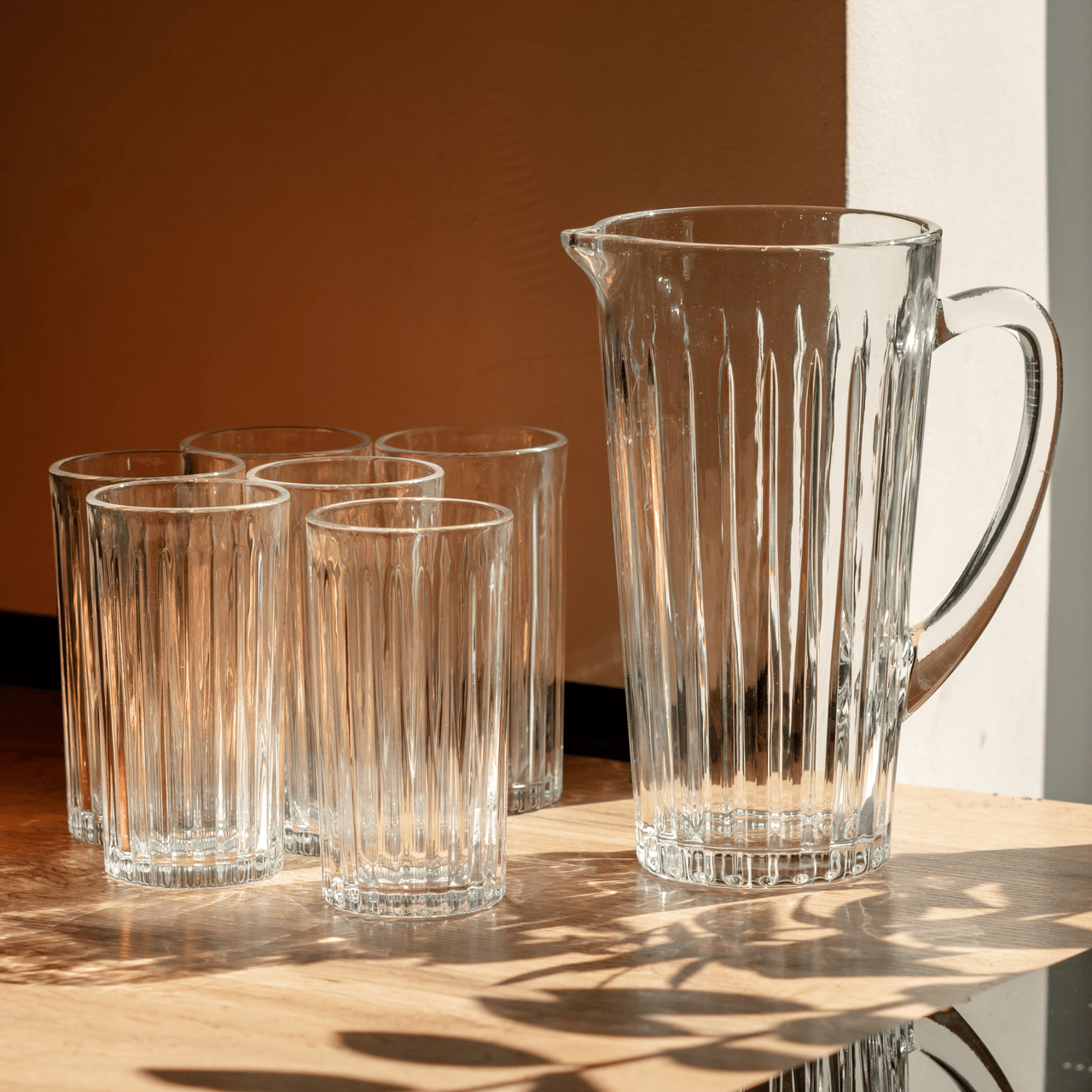 Глечик 1.2 літра зі склянками 6 штук по 320 мл графин для компоту соку води лимонаду HP-19-5_HP-19-5_Milantium_7