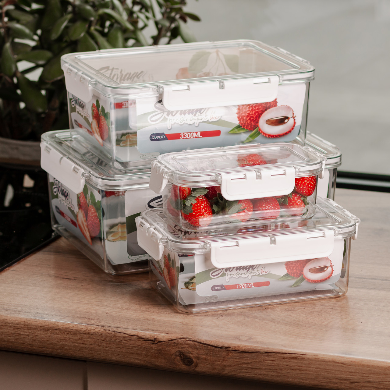 Набір контейнерів для їжі 0.7/1.7/3.3/5.7 л 4 шт з кришками на засувках HP-27-5_HP-27-5_Milantium_2