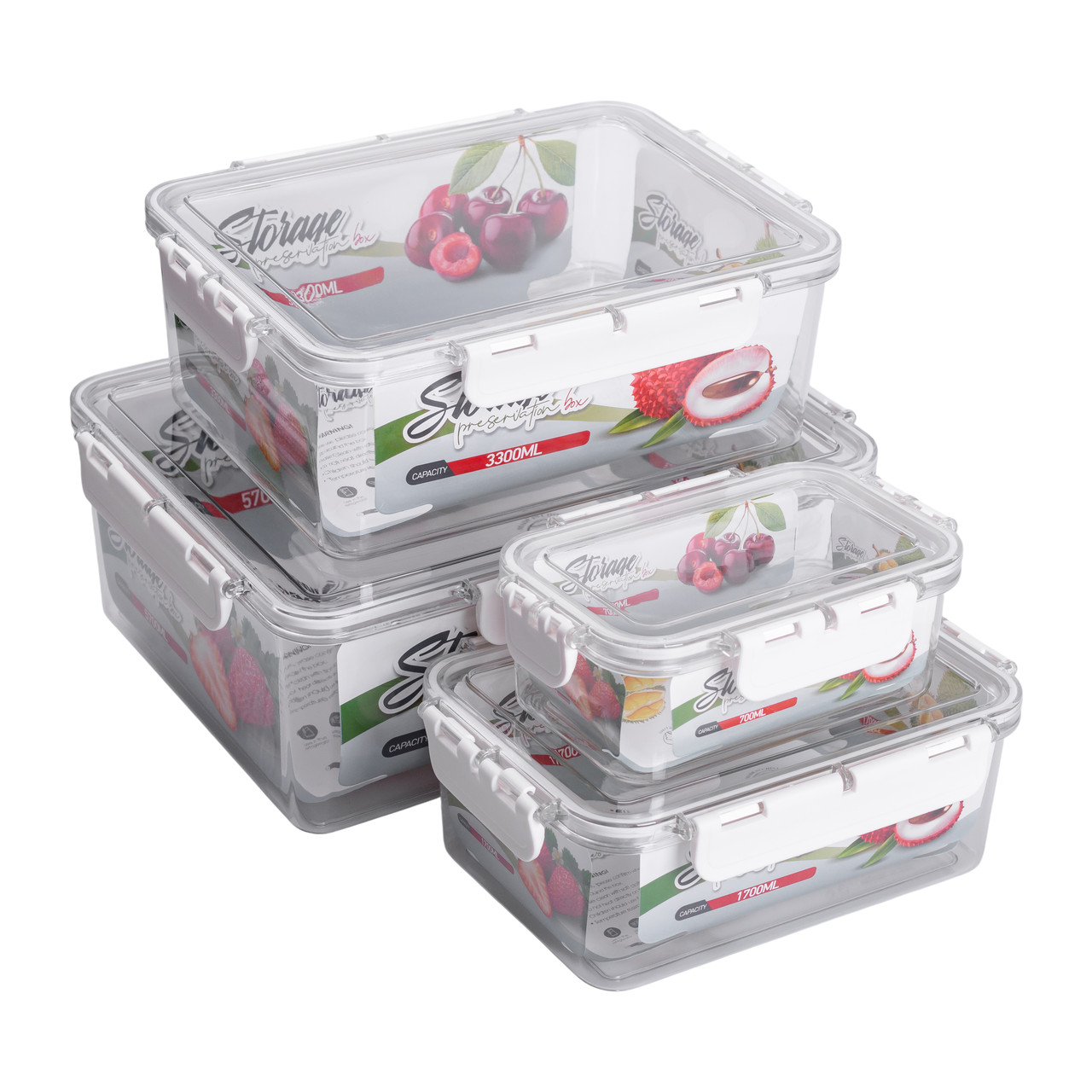 Набір контейнерів для їжі 0.7/1.7/3.3/5.7 л 4 шт з кришками на засувках HP-27-5_HP-27-5_Milantium_3