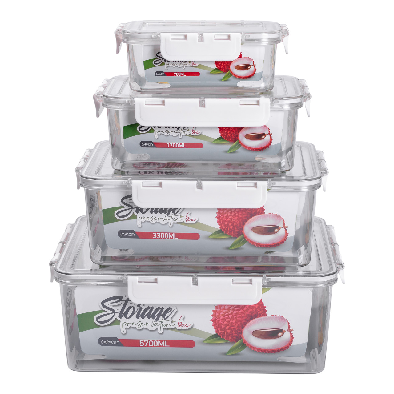 Набір контейнерів для їжі 0.7/1.7/3.3/5.7 л 4 шт з кришками на засувках HP-27-5_HP-27-5_Milantium_4