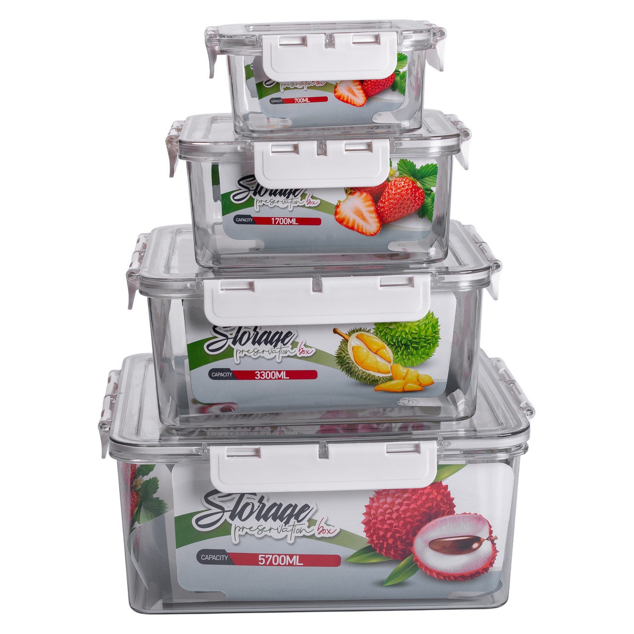 Набір харчових контейнерів для їжі 4 шт 0.7/1.7/3.3/5.7 л на засувках HP-27-4_HP-27-4_Milantium_3