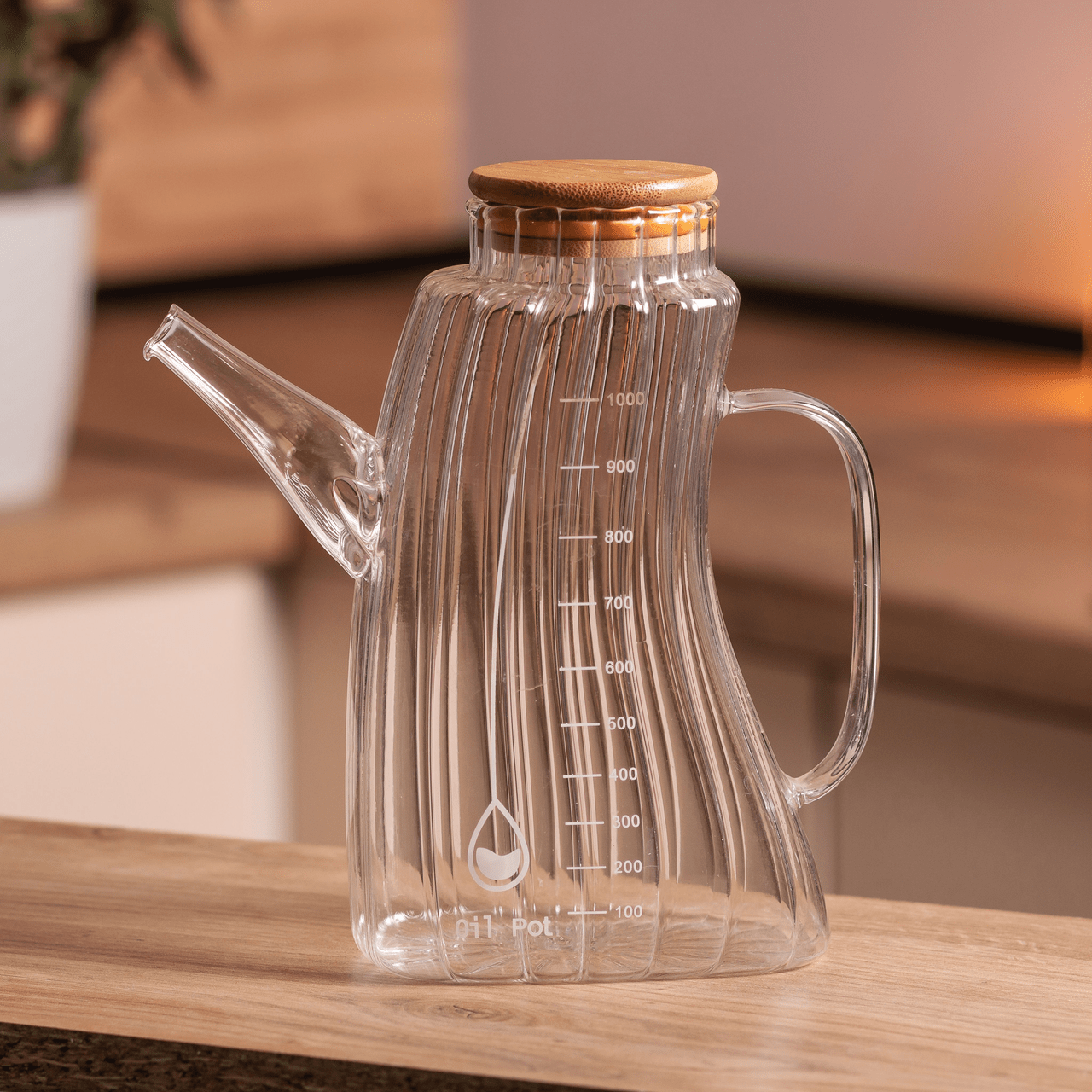 Стеклянная бутылка 1 л HP-34-3 з ручкою та бамбуковою кришкою HP-34-3_HP-34-3_Milantium_5