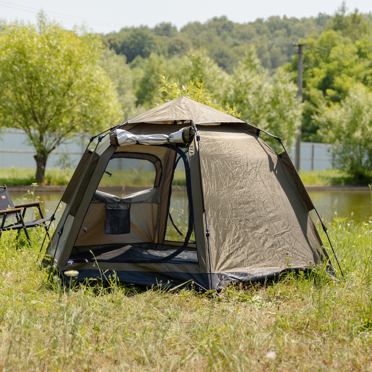 Намет автоматичний тримісний 240×210×130 (см) кемпінговий туристичний LU-020 Хакі_LU-020_Milantium_5